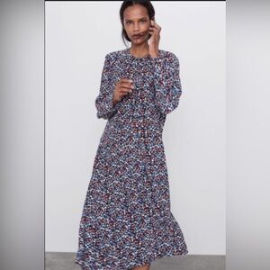 Zara Floral Print Midi Dress XL Forest Goblincore Dark Cottagecore Primitive